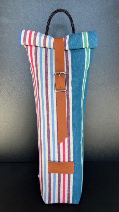 Le protège bouteille <br/> Bleu, Rose et Violet à rayures